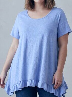 NWT Cupio sz 3x ruffle flared bottom blue top